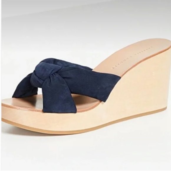 NWOT Loeffler Randall Taylor Wedge Mule Sandal Navy Suede Women's Size 8.5 - 9 - Picture 2 of 15